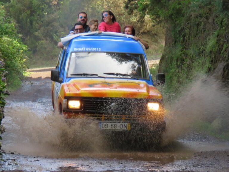 East Madeira Island Private: If you want to have a open 4x4 tour just for you and your family up to 7 persons, this is the best choice. In a open roof 4x4, you'll visit the East side of Madeira, leaving the hotel and driving to Machico town. Then, using the old roads and forest roads our local guide/driver will take you to Portela, Porto da Cruz and Santana, where we'll have lunch and visit the traditional thatched houses. After lunch we go to Ribeiro Frio and Pico Areeiro (3rd highest peak) about 1818 meters.