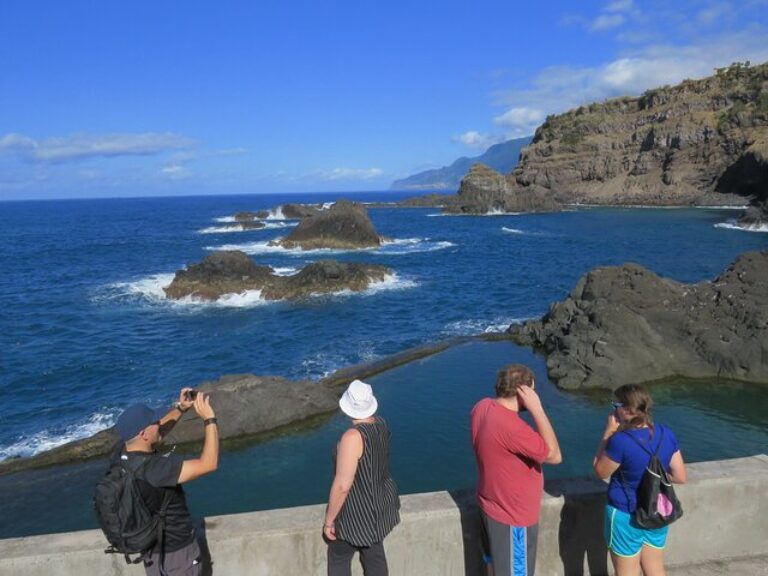 Porto Moniz With The Locals: Northwest 4x4 excursion, forest, fauna & flora, waterfalls, & volcanic pools. Enjoy the countryside off the beaten track in a 4x4 vehicle with knowledgeable, experienced and fun guide. We will show you the Northwestern side of Madeira, you will meet the local traditions, culture, history, "levadas", forest, fauna & flora, waterfalls, swim at the volcanic lava pools, local food, traditional drinks including the "poncha".
