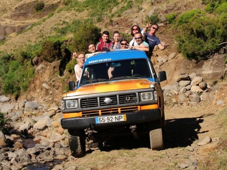 Embark on an exhilarating 4x4 tour and immerse yourself in the stunning landscapes of Porto Moniz and Cabo Girão along Madeira's enchanting North West Coast. Traverse forgotten and enchanted old roads, meandering through lush forests, and bask in the awe-inspiring scenery that unfolds before you. Join us for a memorable journey that captures the true essence of Madeira Island.
