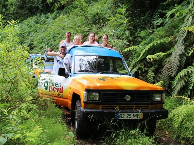 Madeira Sea Cliff: Embark on an exhilarating half-day adventure with our 4WD open-top roof vehicle, exploring the captivating sights of Madeira Island. Discover the awe-inspiring skywalk at "Cabo Girão" towering 580 meters above, witness breathtaking viewpoints nestled at 1200 meters high, traverse enchanting forests adorned with diverse trees and flowers, and conclude your journey at the picturesque coastal fishing village of Camara de Lobos, known for its connection to Winston Churchill.