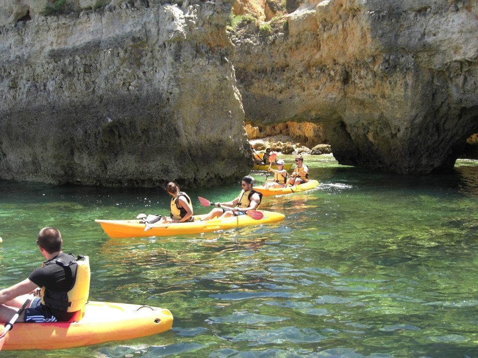 Kayaking inside Lagos caves