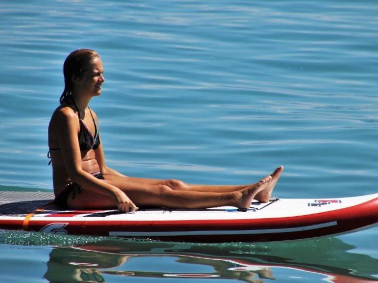 Yoga Lesson Riding A Sup In Ostia Lido Beach