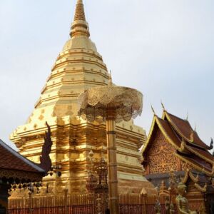 Doi Suthep at Sunset. Emotional guide tour with a tour guide who lead you to the most impressive of Chiang Mai Wat Phra That Doi Suthep. Less tourist the area is quite, listening monks are chanting.