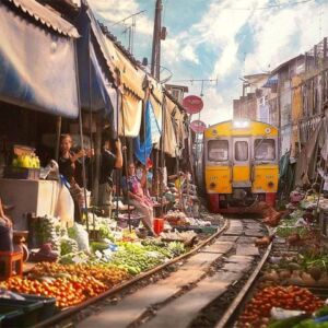 Amphawa Floating And Maeklong Railway Train Market Small Group Tour