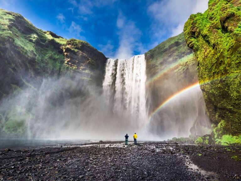 South Coast Classic (Guided In 10 Languages): Drive along the southwestern stretch of the ring road leading from Reykjavik along volcanoes, waterfalls, and glaciers to the black sand beach and Iceland's southernmost town, Vík. The tour starts with a drive through the Hellisheiði mountain pass bringing you through moss-covered lava fields and past geothermal springs down to farmland along the coastline.