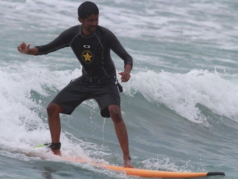 Surfing in Weligama
