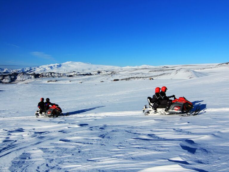 South Coast And Glacier Ride: This is the perfect tour for those seeking a bit extra thrill while ticking off some of Iceland’s must-sees. The tour offers a fun, scenic and comfortably challenging snowmobiling ride. It is a great way to explore and experience the wilderness and get in touch with the glacier.