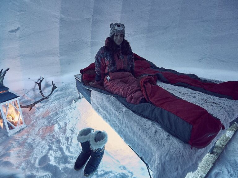 Exotic night in a snow igloo.