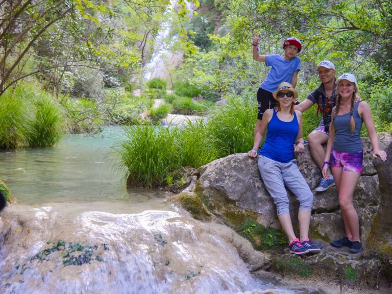Hiking Polylimnio Waterfalls.