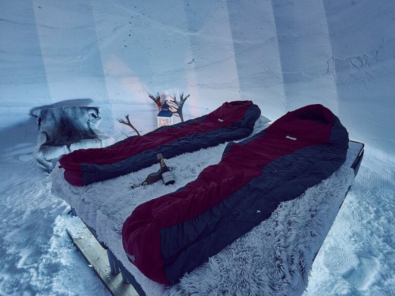 Exotic night in a snow igloo.