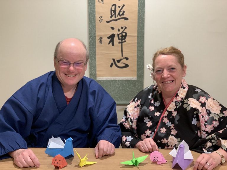 Origami [Japanese traditional paper folding] class in Kyoto.