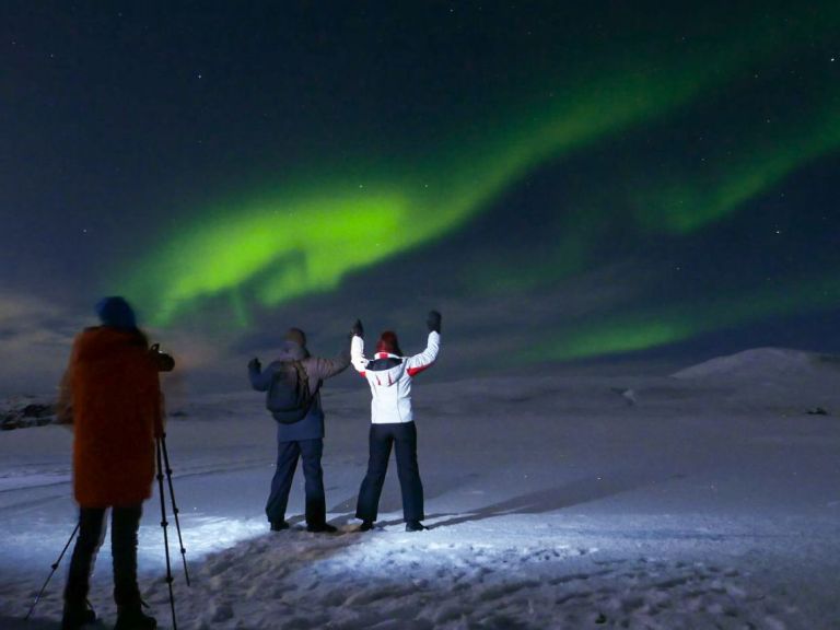 Northern Lights Photography Small Group Tour: Experience a beautiful evening at the most exclusive locations for your perfect Northern Lights photograph. One of our specialist northern lights guides and professional photographers will guide the tour. You will receive professional help and guidance when photographing the Northern Lights, in addition to the photographs your guide will take of you during the tour. This small group option, with maximum 18 passengers, will offer you an intimate experience ensuring our guide will have enough time for everyone.