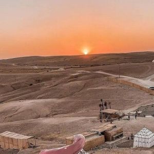 Sunset Camel ride in Agafay Desert from Marrakech.