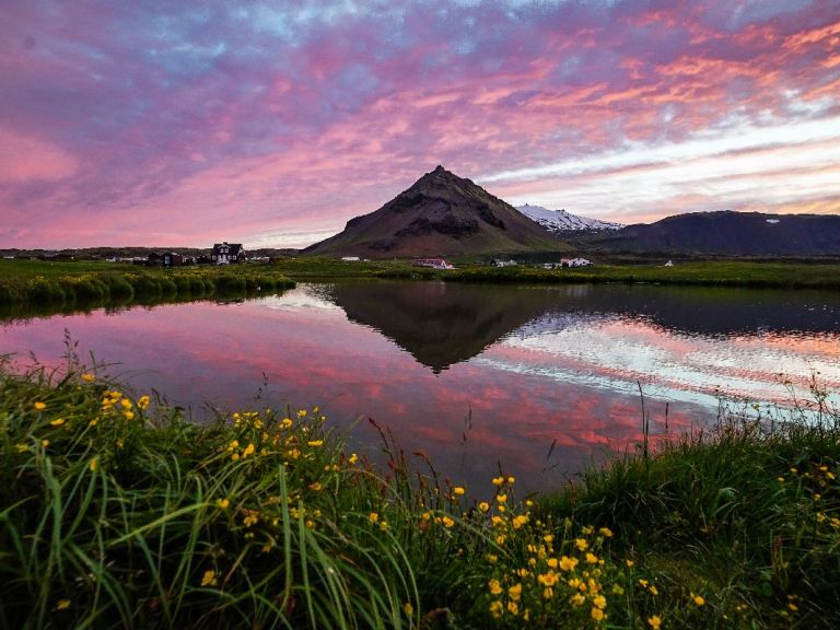 Snaefellsnes & Kirkjufell Small group tour: This action-packed full-day adventure begins in Reykjavík. Loaded on one of the comfort buses, you will be treated to breathtaking views of West Iceland before we even get to our first stop.