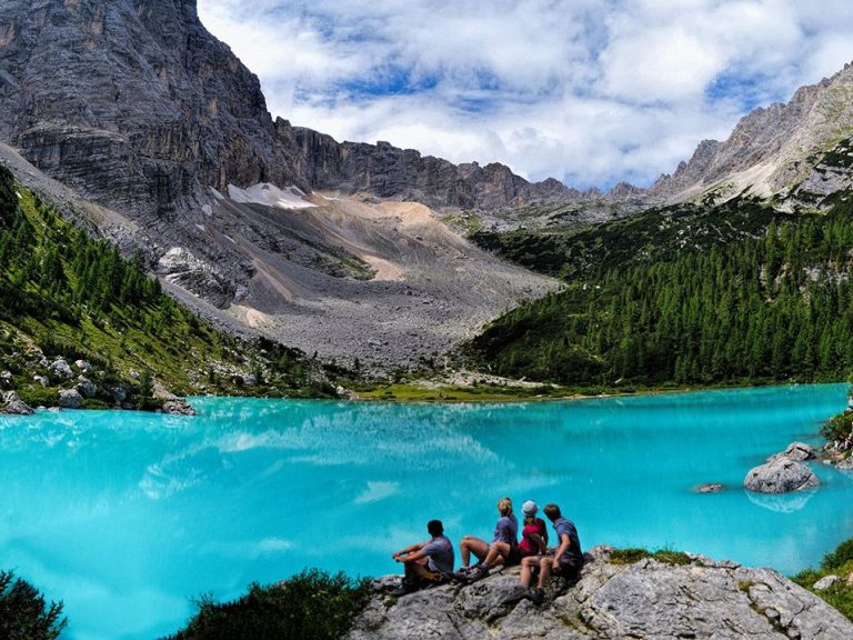 Dolomites and Cortina - On the way, passed the Prosecco region, drive by the emerald-coloured Lago di Santa Croce with the...