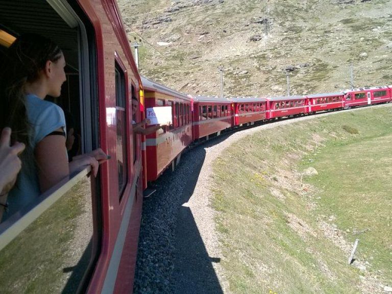 Bernina train and St Moritz