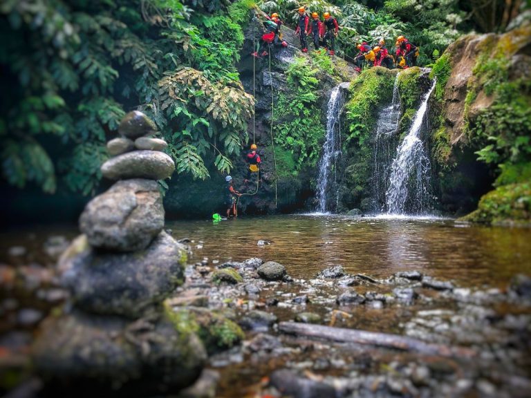 CANYONING • Experience - This excursion takes place in Parque Natural da Ribeira dos Caldeirões, one of the most extraordinary places in the northeastern part of the island of São Miguel (+/- 45 minute drive away from the city of Ponta Delgada).