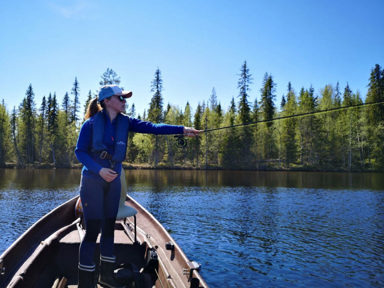 Big trout fishing in lapland wilderness lake - Do you want to experience the silence of the wilderness? Go fishing for big...