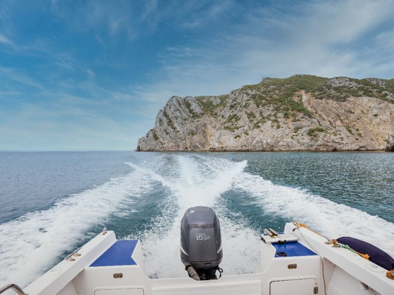 Boat tour in the heart of Sesimbra: Join us on an exciting private boat tour along the amazing coast of Luiz Saldanha Marine Park, a true hidden treasure in Sesimbra. With capacity for up to 10 people, this adventure is perfect for friends and family who want to explore the beautiful Arrábida coast in great style.