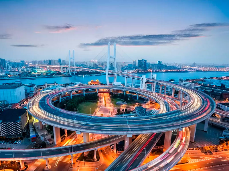 Nanpu Bridge stands as an architectural marvel, connecting the vibrant essence of Shanghai across the majestic Huangpu River.
